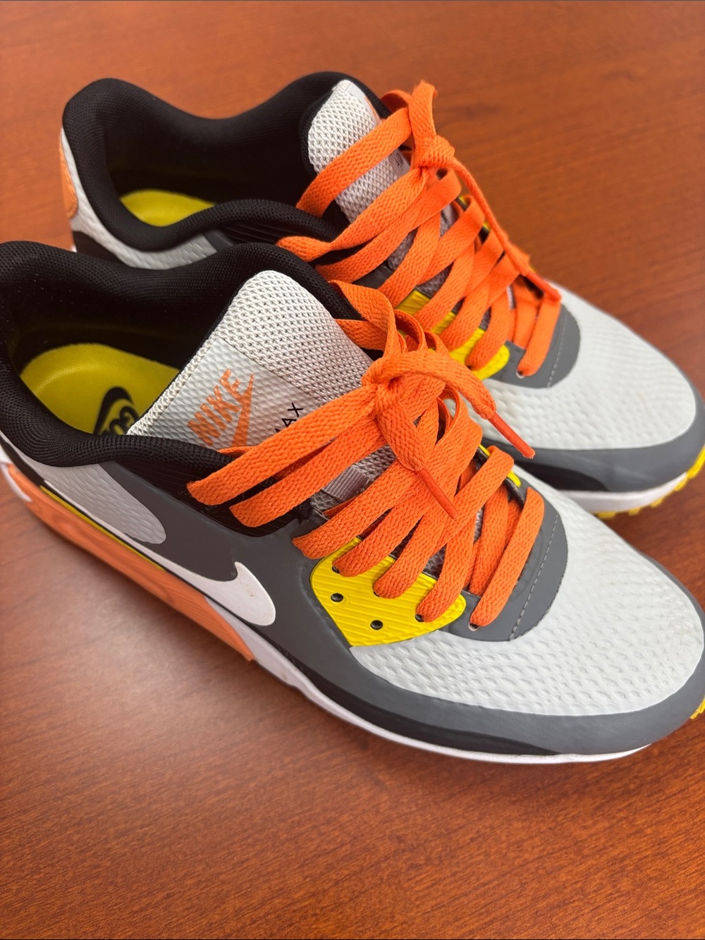 Nike Air Max Orange, Gray & Yellow Golf Shoes